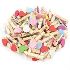 100pcs mélangé couleurs mini pinces à linge en bois papier photo Clips Peg Artisanat avec 5 m jute Twine - B01M0PBR10